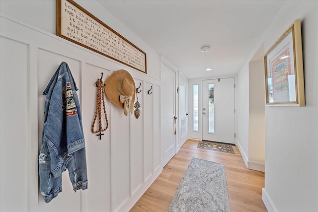 mudroom with light wood-type flooring