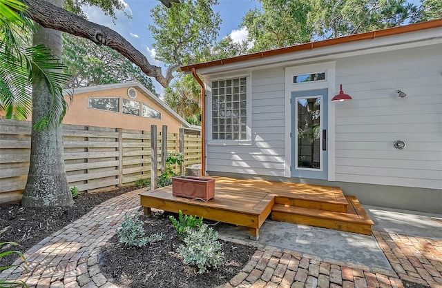 exterior space featuring a wooden deck