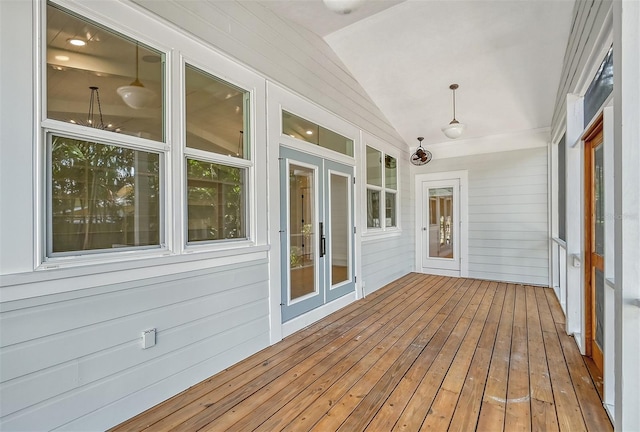 wooden deck with french doors