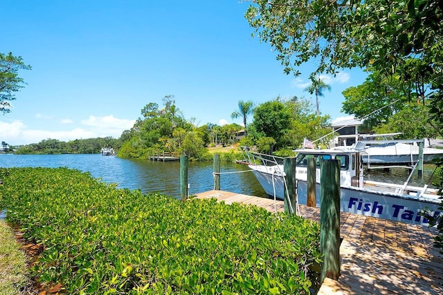 view of dock featuring a water view