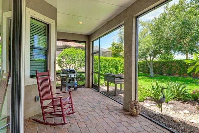 view of unfurnished sunroom