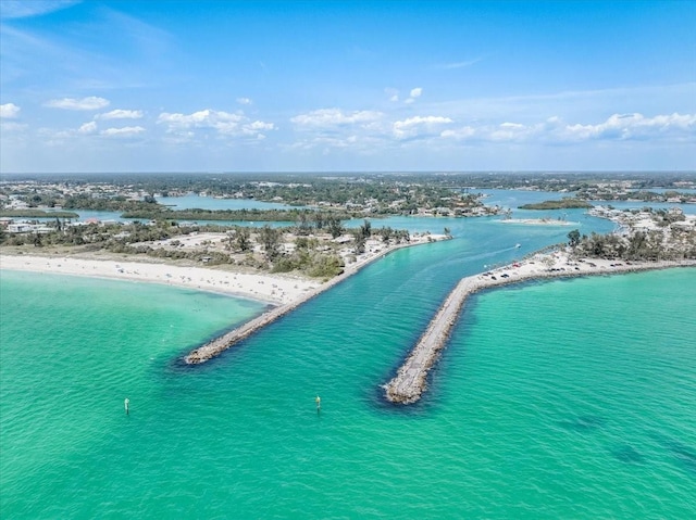 aerial view with a beach view and a water view