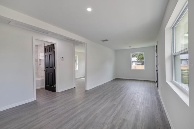 spare room featuring wood-type flooring