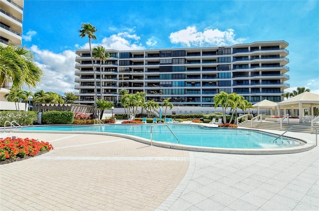 view of pool featuring a patio area