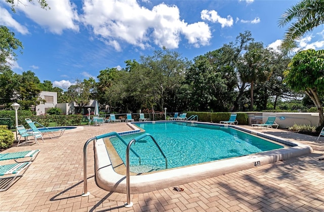 view of pool featuring a patio area