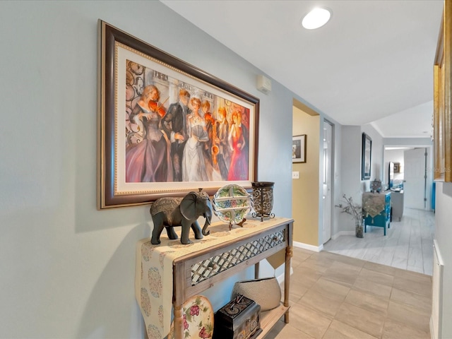 hallway with light tile patterned flooring