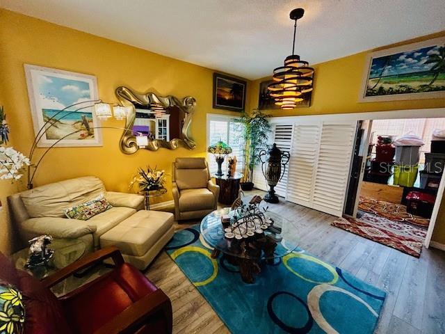 living area featuring wood finished floors