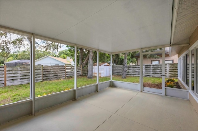 view of unfurnished sunroom