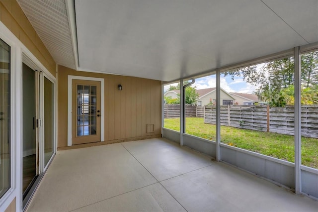 view of unfurnished sunroom