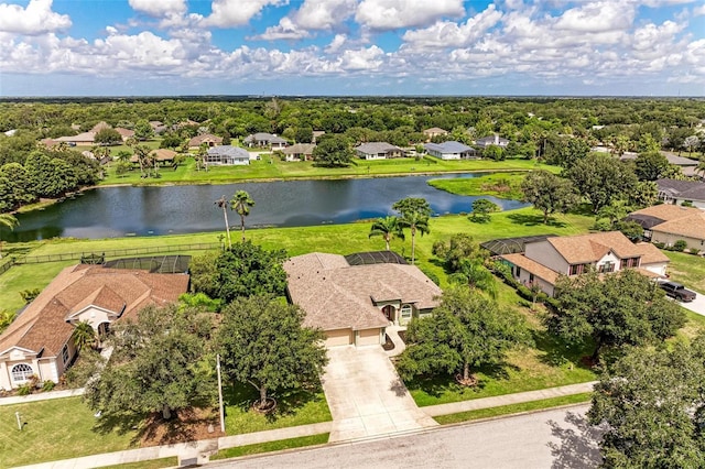 bird's eye view featuring a water view