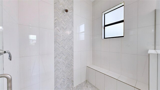 bathroom featuring walk in shower