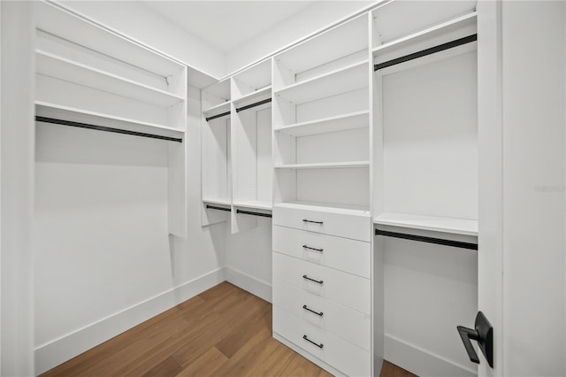 walk in closet featuring light hardwood / wood-style flooring