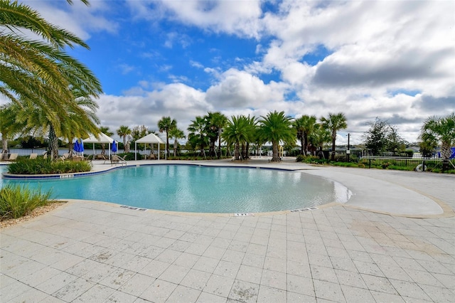 view of pool with a gazebo and a patio area