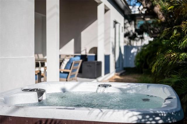 exterior details with a jacuzzi