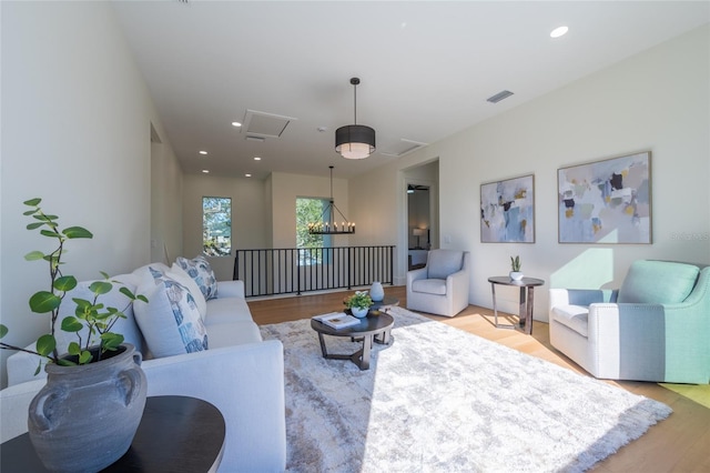 living room featuring light hardwood / wood-style floors