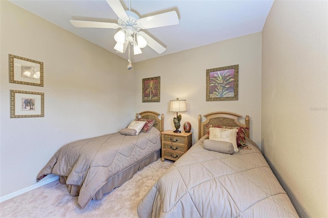 bedroom with carpet floors and ceiling fan