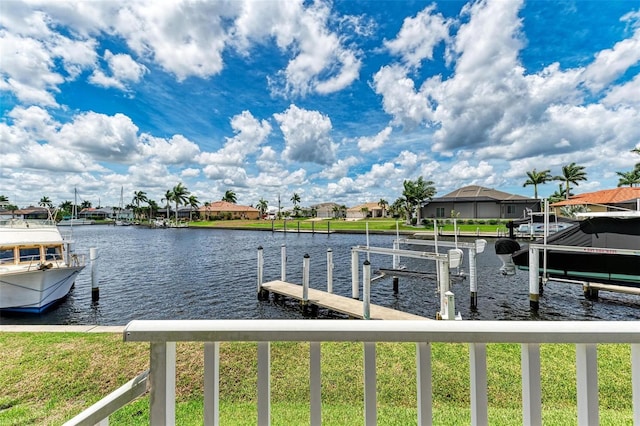 view of dock featuring a water view