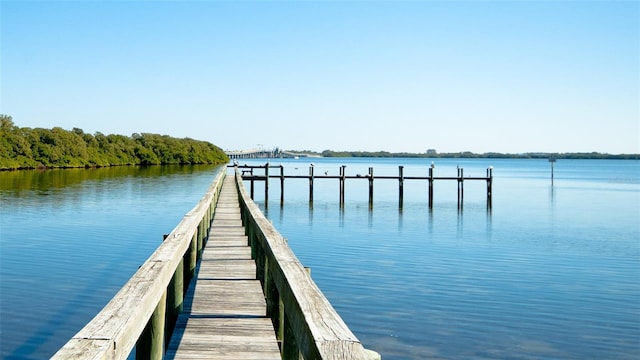 view of dock featuring a water view