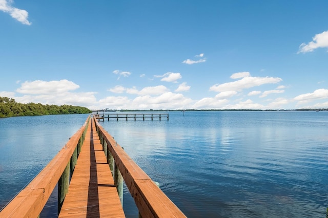 view of dock featuring a water view