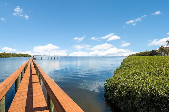 view of dock featuring a water view