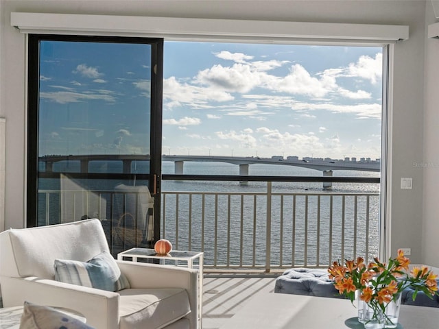 balcony with a water view