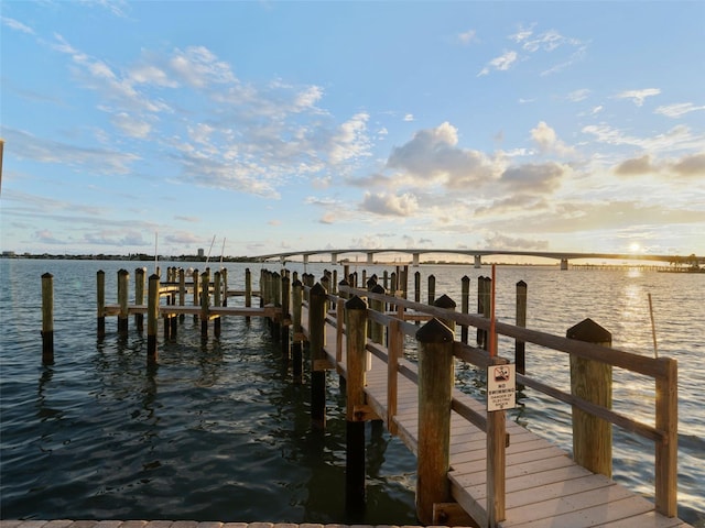 view of dock featuring a water view