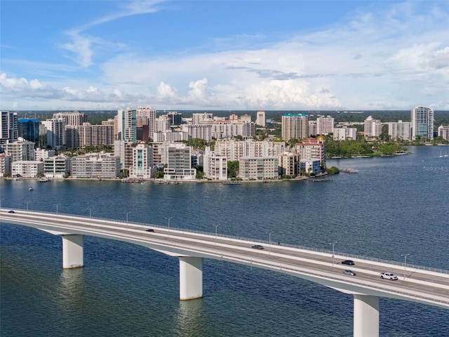 bird's eye view featuring a water view