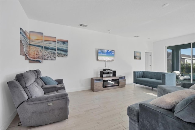 living room featuring light hardwood / wood-style floors