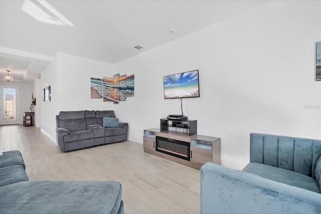 living room with light wood-type flooring