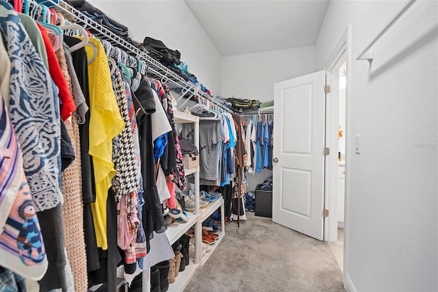 walk in closet featuring carpet