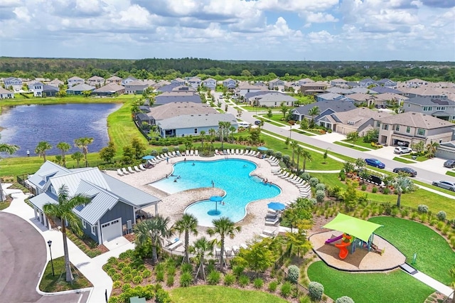 5415 Limelight Dr, Apollo Beach, FL 33572 - aerial view of residential area featuring a pool area and a large body of water