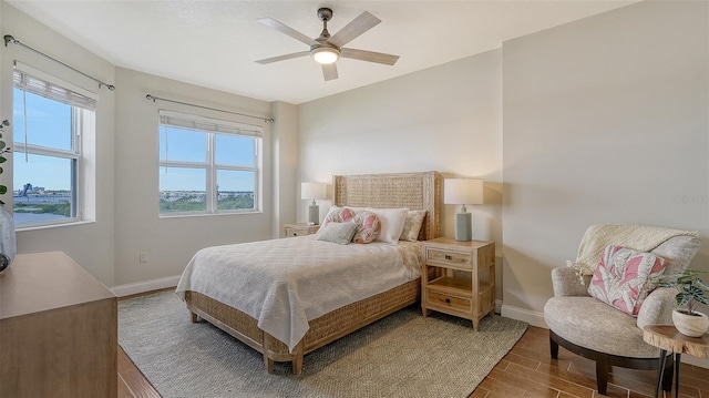 bedroom featuring ceiling fan