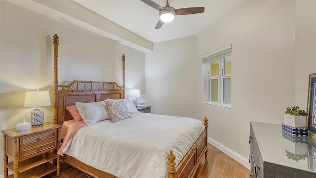 bedroom featuring ceiling fan