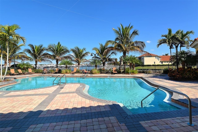 view of pool featuring a patio