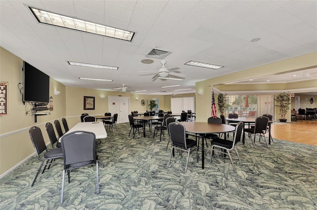 dining area featuring ceiling fan