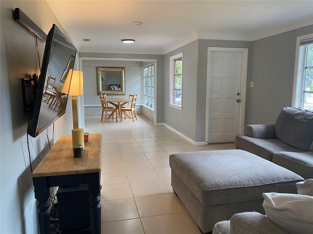 view of tiled living room