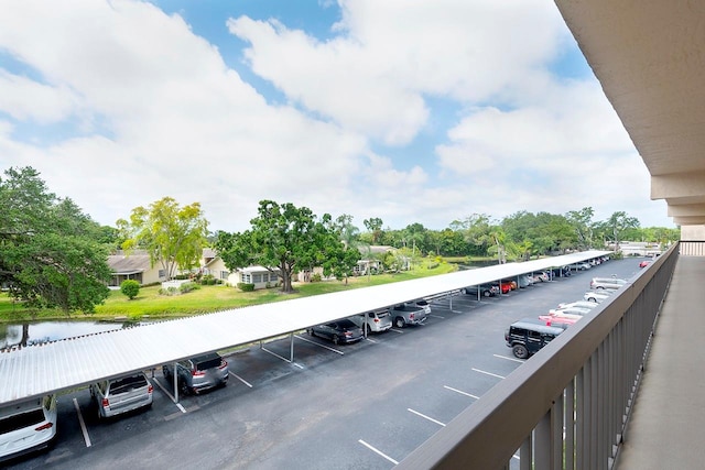 view of parking with a carport