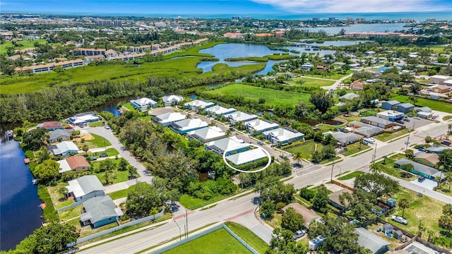 bird's eye view featuring a water view