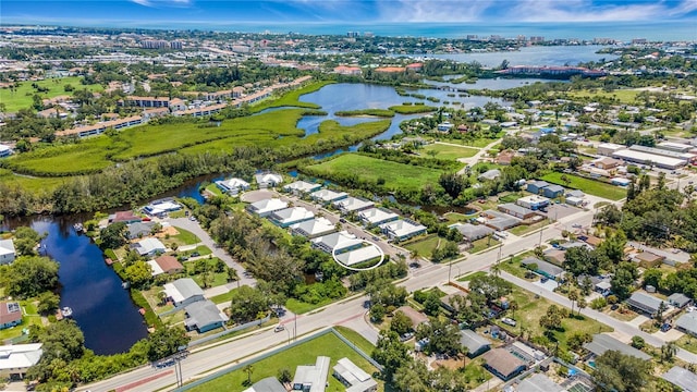 bird's eye view featuring a water view