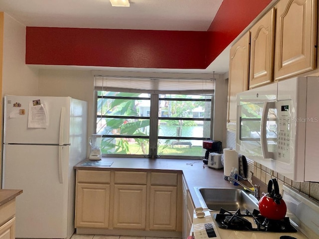 kitchen with sink and white appliances