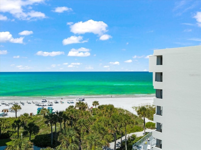 view of water feature featuring a beach view