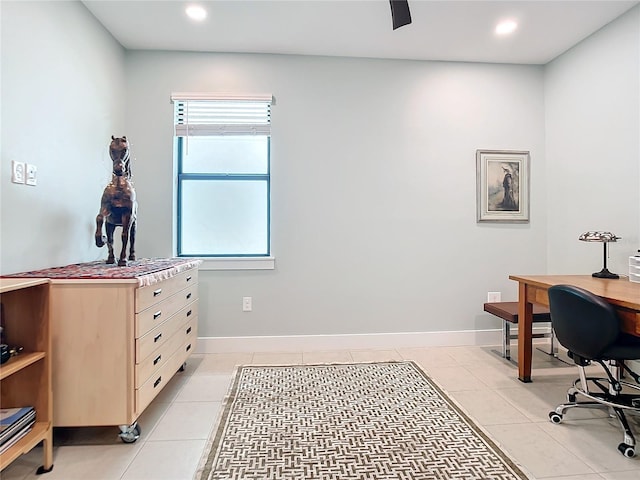 view of tiled home office