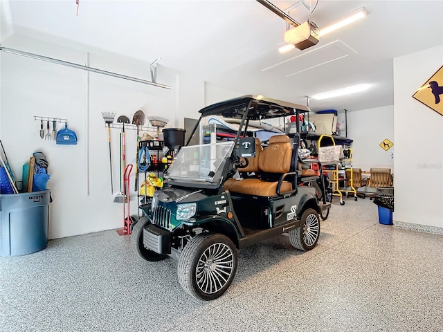 garage with a garage door opener