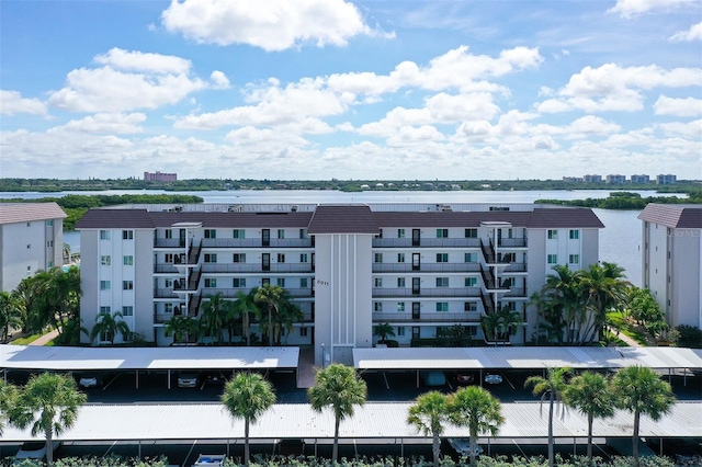 view of property with a water view