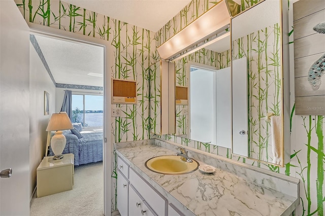 bathroom featuring vanity and a textured ceiling