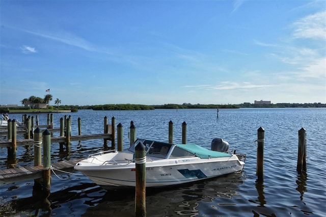 view of dock featuring a water view