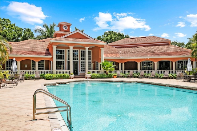 view of pool featuring a patio