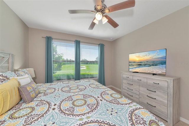 bedroom featuring ceiling fan