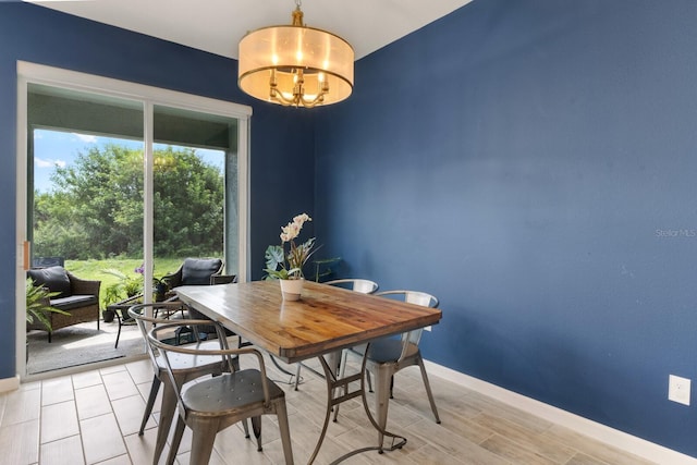 dining room featuring an inviting chandelier