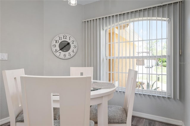 dining room featuring a wealth of natural light and hardwood / wood-style flooring